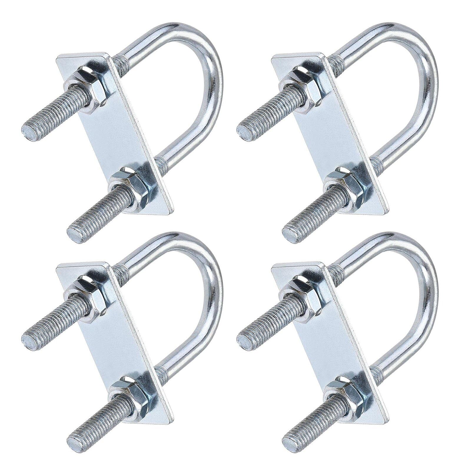 TOP-VIGOR 4 sets M8 Round U-Bolts, 31mm Inner Width 90mm Length Steel U-Bolts with Nut, Plate for Building Installations Mechanical Parts Connection Cehicles Ships — image 1