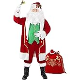 Kofero Santa Claus Costume for Men Adult Santa Suit Professional Christmas Plus Size Deluxe 11Pcs Outfit Red Cosplay Party