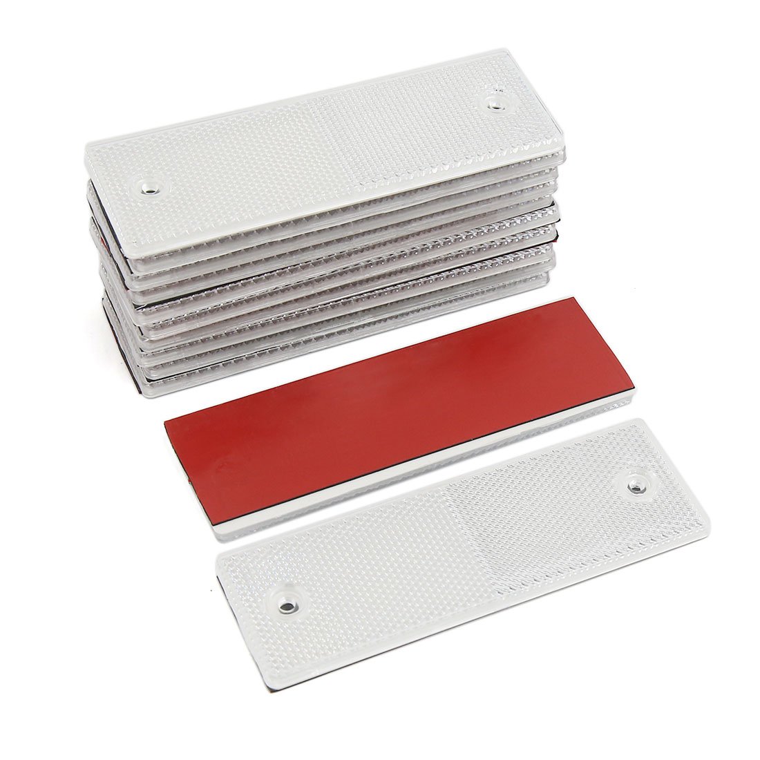 sourcing map Trailer Car White Reflective Warning Plate Adhesive Reflector 12PCS