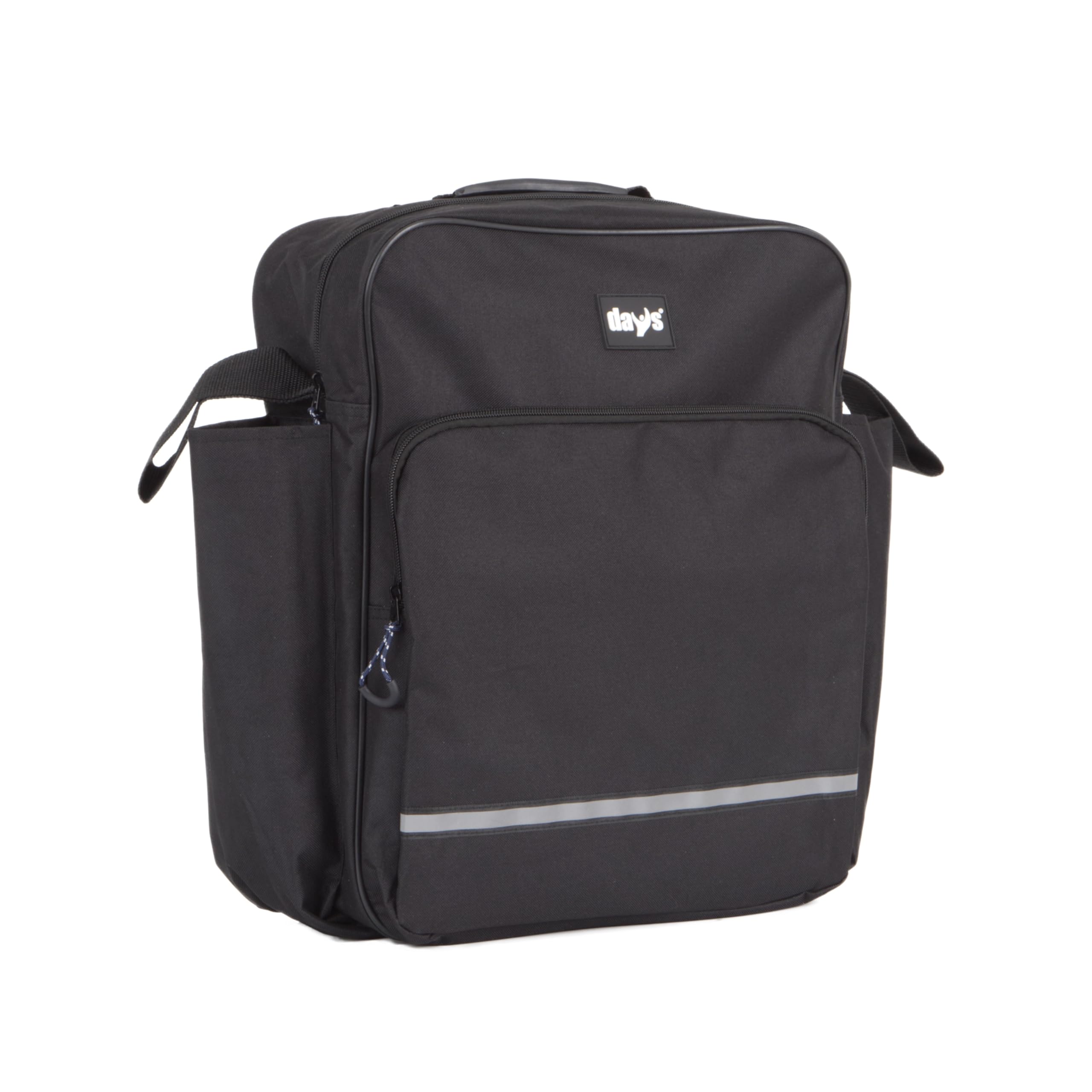 Days Wheelchair Bag with Crutch Pocket, Back of Chair Large Bag for Mobility and Electric Scooter, Waterproof and Water resistant Accessory - Black