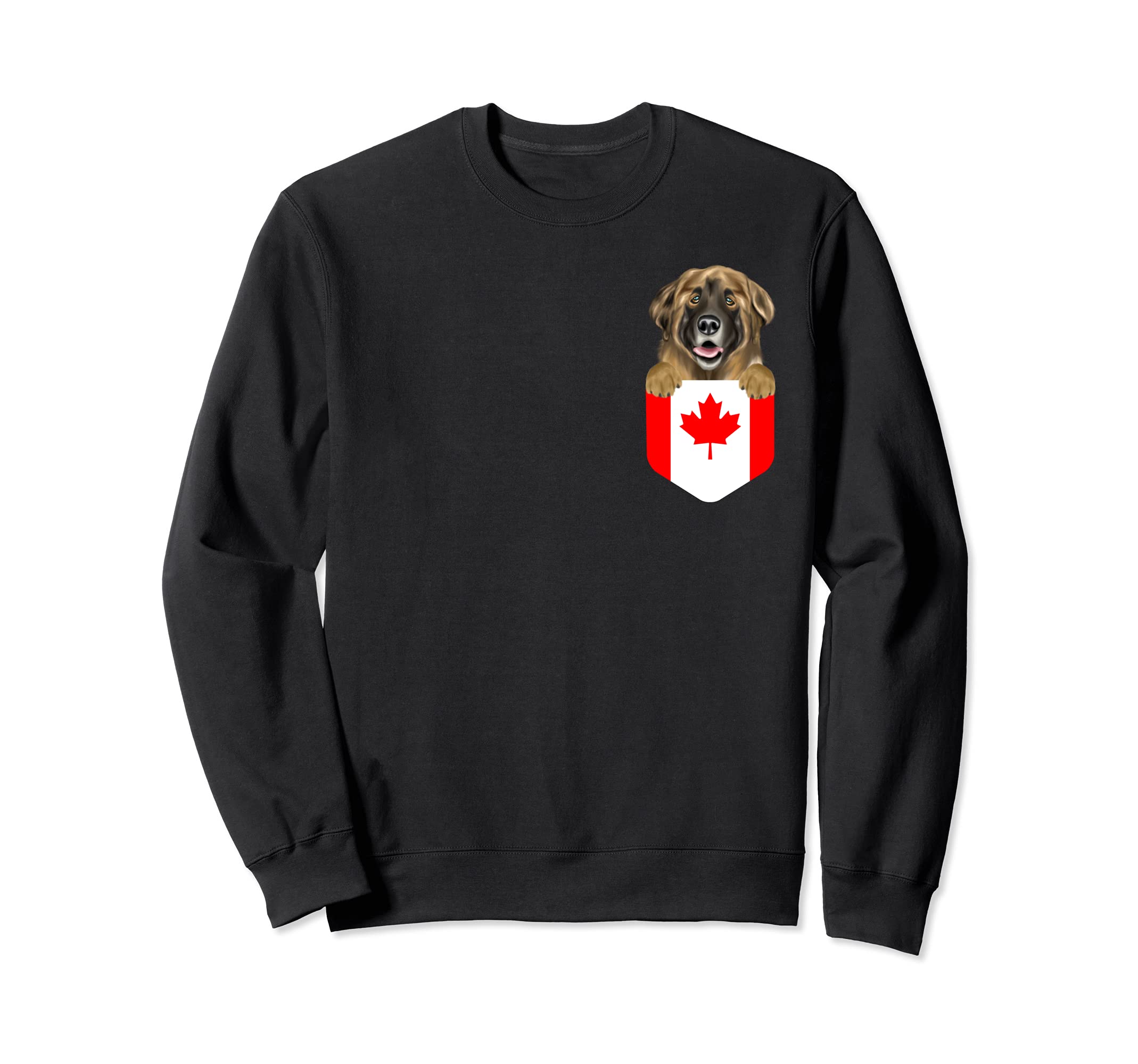 Canada Flag Leonberger Dog In Pocket Sweatshirt
