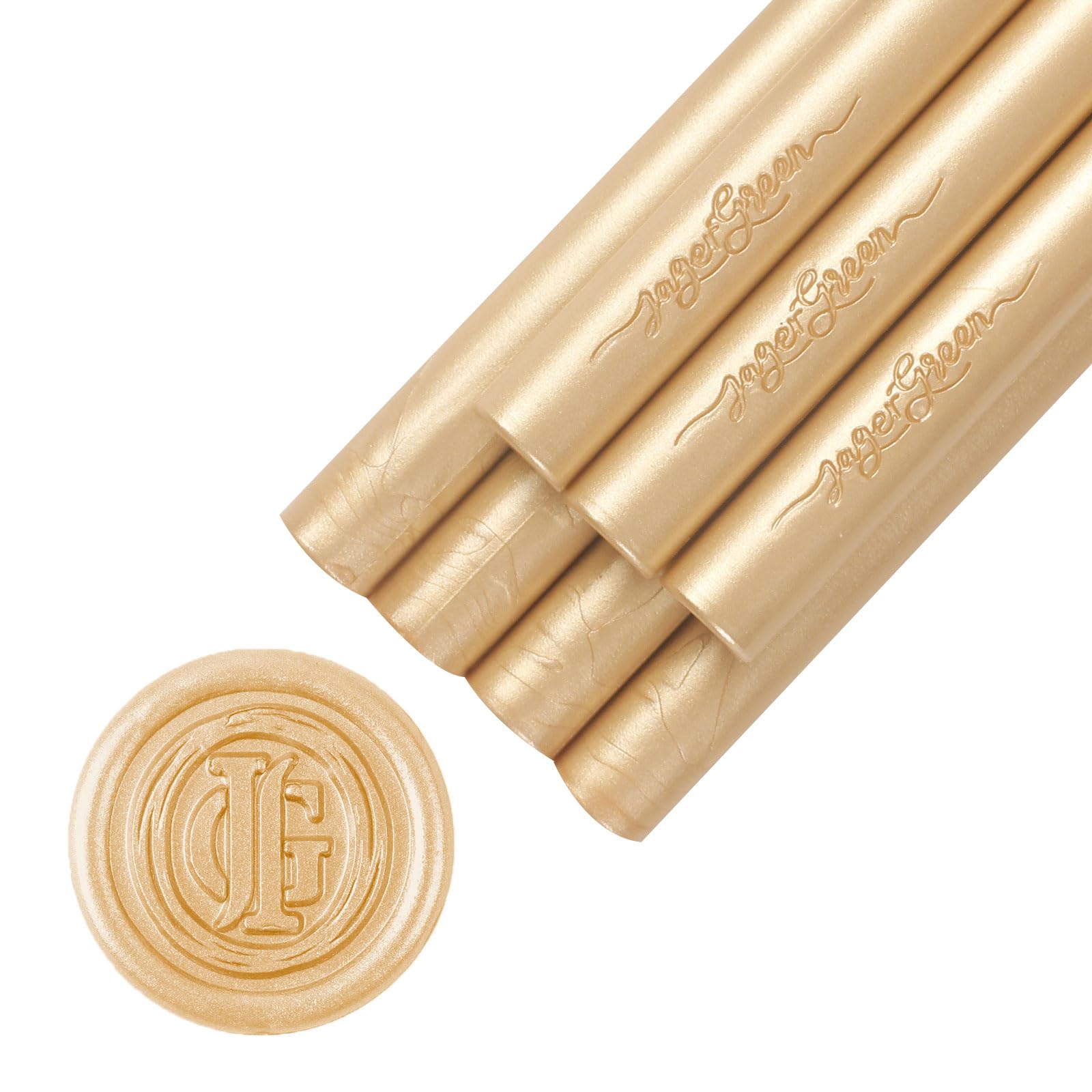 Photo 1 of JAGERGREEN Glue Gun Wax Seal Sticks, 8 Pcs Gold Sealing Wax Sticks for Wedding Invitation Envelopes, Antique Stamp Seals, Letter Sealer, Scrapbook Supplies, Christmas Cards, Gifts Wrapping