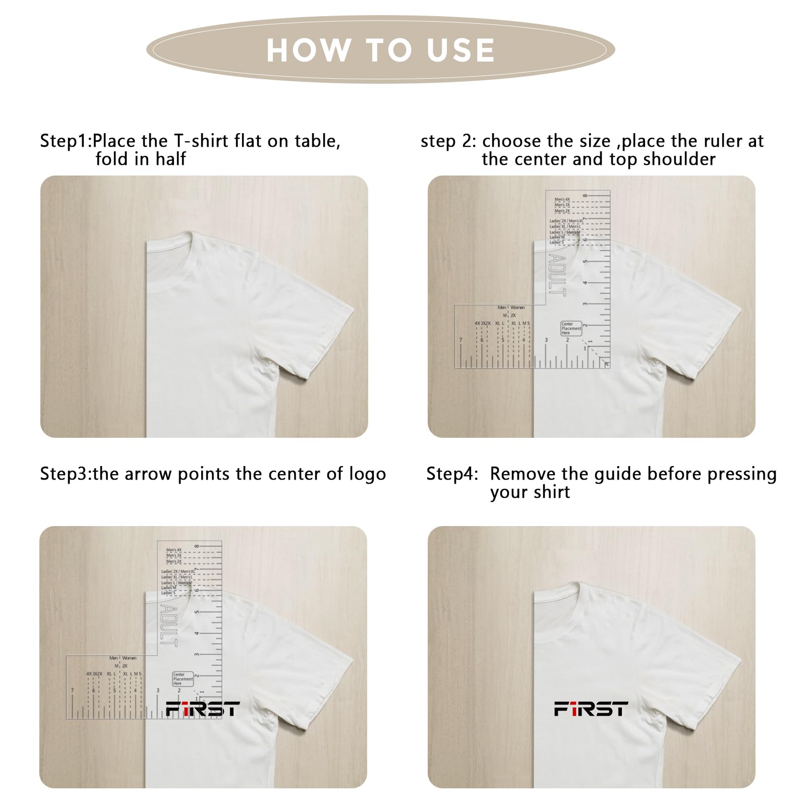 Left Chest Logo Placement Tool for Heat Press, Embroidery Placement Ruler, Acrylic Tshirt Ruler for Pocket Prints