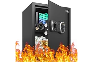 Omethey Large Safe Box Fireproof Waterproof, 2.3 Cub Fireproof Safe with Backlit Digital Keypad and Mute Function, Money Safe with LED Light & Removable Shelf, Security Safe for Home, Office and Hotel