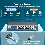 YuanLey 16 Port PoE Switch with 2 Gig Uplink 1 SFP 250W 802.3af/at view 4