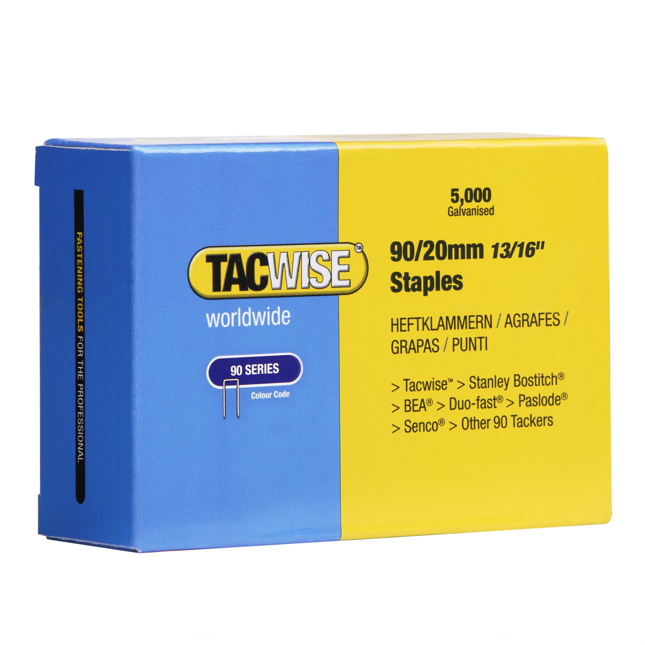 Tacwise 0307 Type 90 / 20 mm Galvanised Narrow Crown Staples, Pack of 5000