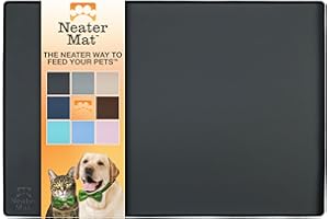 Neater Pet Brands Neater Mat Pet Mats for Food and Water, Cat & Dog Bowl Mat Waterproof Silicone, Feeding Tray, Dog Food Mats for Floors, Placemat w/Raised Edge for Under Bowls, 24" x 16", Black