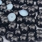 300PCS 12mm Flatback Pearls for Crafting Black, Imitation Half Round Pearl Beads Bulk for Crafts Project, Half Flat Back Pearls for DIY Making Crocs Tumblers Shoes Cups Wedding