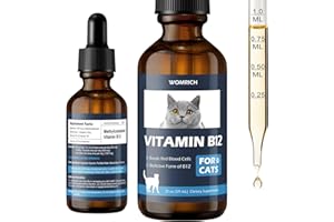 WOMRICH Vitamin B12 for Cats | Methylcobalamin Supplement | Treatment of EPI in Cats Boosts Red Blood Cell Formation, Energy, Nervous System & Appetite, Treats Pancreatitis | 2 fl oz Dropper