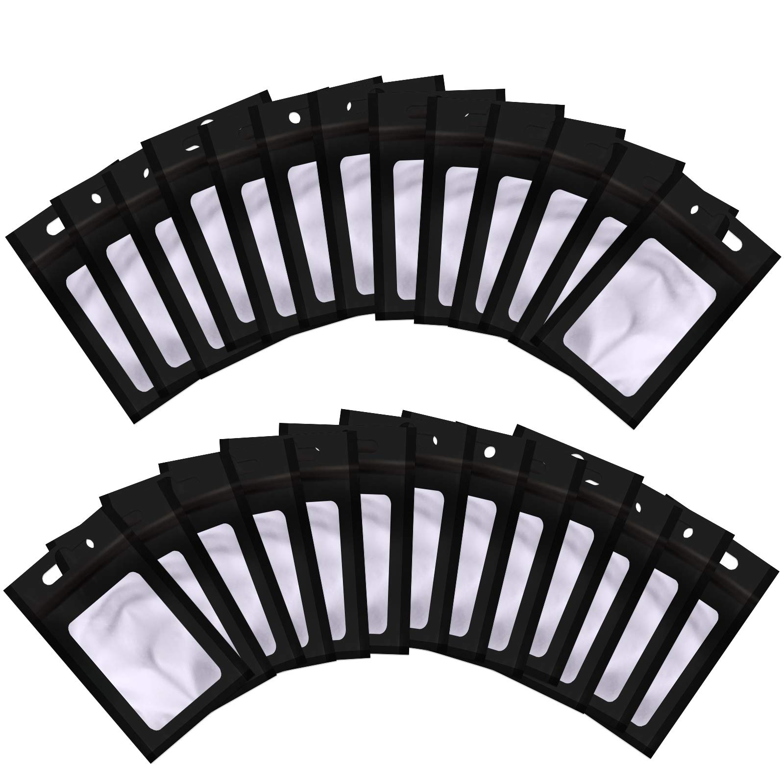 BQTQ 150 Foil Ziplock Resealable Smell Proof Flat Metallic Bags for Party Favours Food Storage, Black, 6x10cm