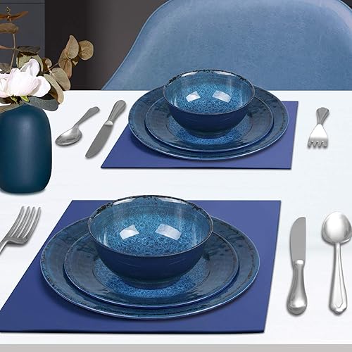 Insetfy Melamine Dinnerware Sets 12 Pieces, Plates Bowls Set for