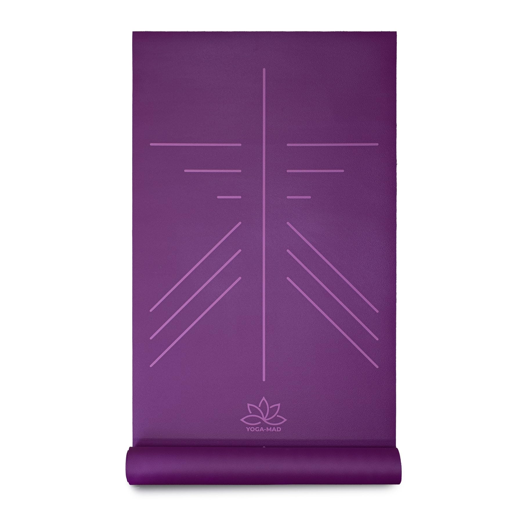 Yoga-Mad SureGrip Eco Alignment Yoga Mat | The Ultimate in Non-slip, Eco Friendly Natural Latex | Premium 4mm Thick Supportive Base for your Training (Purple)