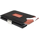 TriHOLD The Ultimate Front Pocket Compact Minimalist Wallet - Black Leather - Card Holder, One-Size