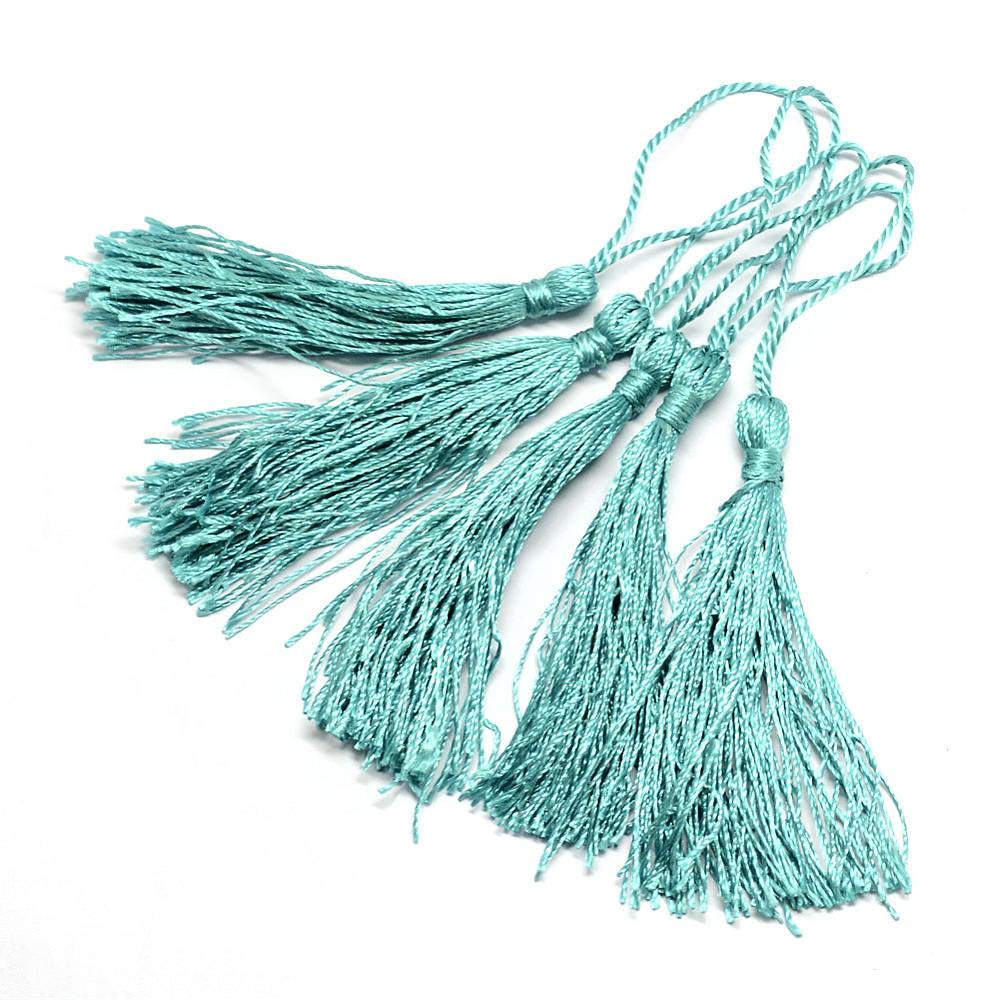50 x Turquoise Silky 13.5cm Crafts Making Tassels - Bookmarks, Scrapbooking and Cardmaking