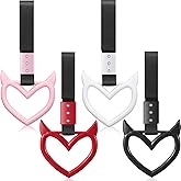 Fabbay 4 Pieces Heart Handle Keychains Car Accessory Heart Hand Strap Drift Charm for Car Interior Exterior Decoration(Black, White, Red, Pink,Devil)