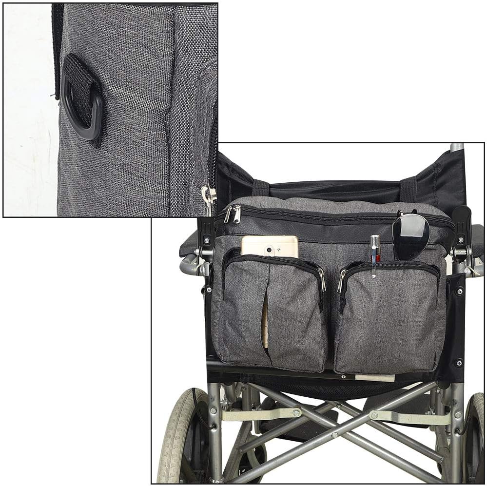 Wheelchair Backpack Bag Free Hands, Transport Chairs Side Organizer Storage Backpack Pouch Fits Walkers, Rollators，Scooters, Waterproof Walker Accessories Pouch: Health & Personal Care