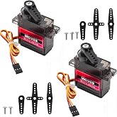 2 Pack MG90S Micro Servo Motor Full Metal Geared 9G, 360 Degree Rotation | Fit for RC car robot helicopter. Mini servos for A