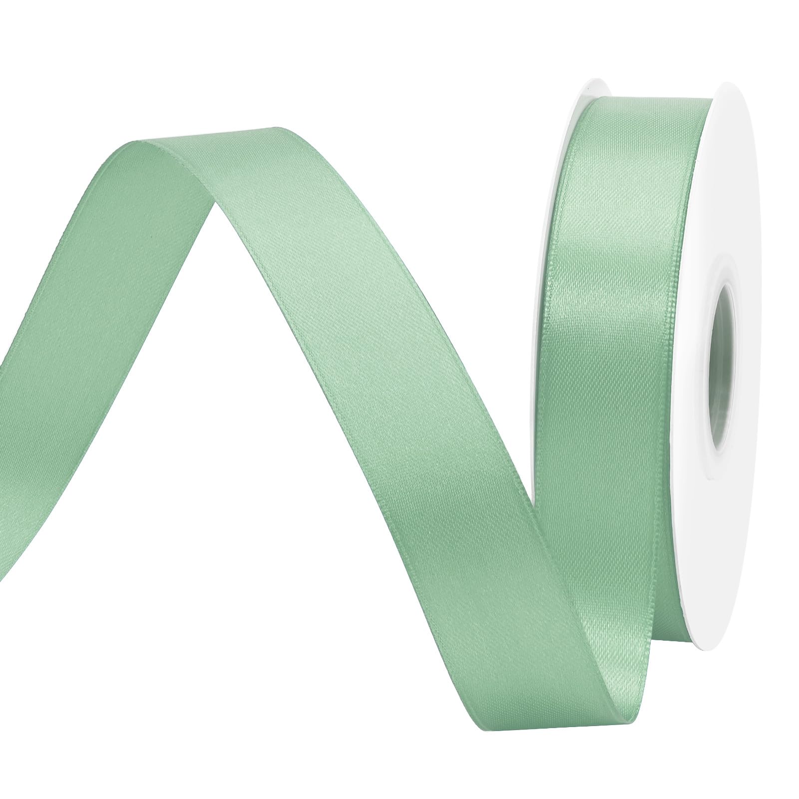 BVIEAKD 26mm Wide 45m Double Face Sage Green Satin Ribbon Fabric Ribbon for Gift Wrapping Very Suitable for Weddings Decoration Bouquet Balloons Arts Craft Sewing Hair Bow Invitation