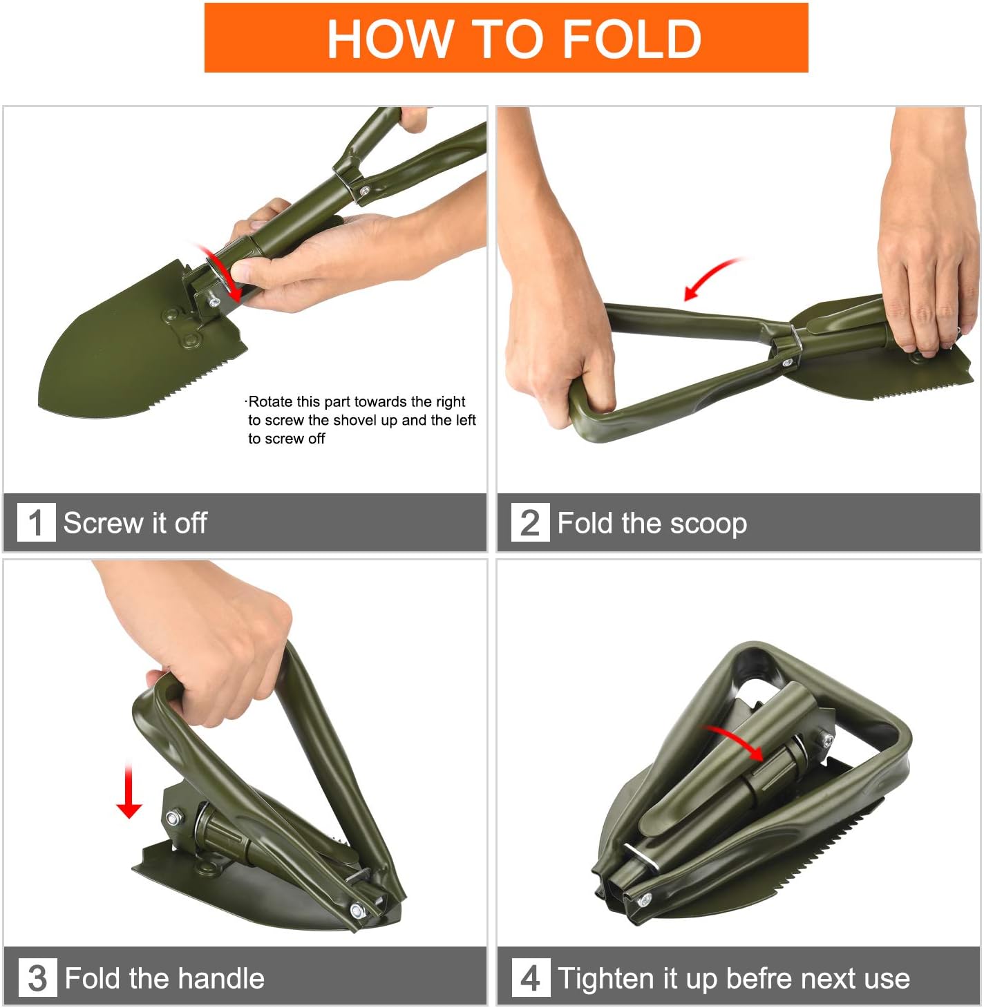 SUNHOO Collapsible Shovel Mini, Folding Spade Shovels for Digging, Portable Backpacking Car Emergency Kit, Military Style Entrenching Tool for Gardening | Lawn | Camping | Snow | Off Road : Garden & Outdoor