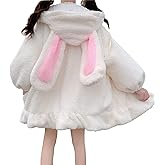 Lunoakvo Women Cute Bunny Ear Long Sleeve Fuzzy Fluffy Rabbit Tops Sweatshirt Hoodie Jacket Coats
