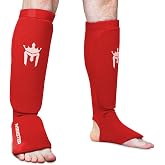Meister MMA Elastic Cloth Shin &amp; Instep Padded Guards (Pair) | Comfort-fit protection with flexible impact padding for MMA, Muay Thai and kickboxing. Easy slip-on design for mobility