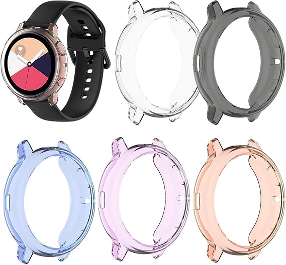 Amazon Com Compatible With Samsung Galaxy Watch Active 2 Case 40mm Sm R830 Flexible Tpu Protective Case Protector Cover Orange Blue Purple Black Clear