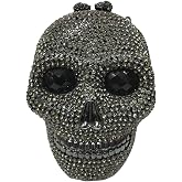 DJBM Rhinestone Skull Clutch Purse for Women, Halloween Evening Bag | 3D Skull Design with Chain Strap, Gothic Diamond Handbag, Faux Leather Lining, Perfect for Parties, Cosplay and Events