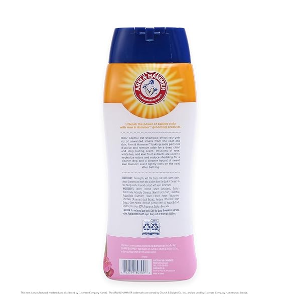 ARM & HAMMER DEODORIZING DOG SHAMPOO WITH BAKING SODA FOR ODOR CONTROL, TEARLESS MOISTURIZING FORMULA FOR SENSITIVE SKIN, FRESH KIWI BLOSSOM SCENT, SAFE FOR DOGS AND PUPPIES, 20 FL OZ