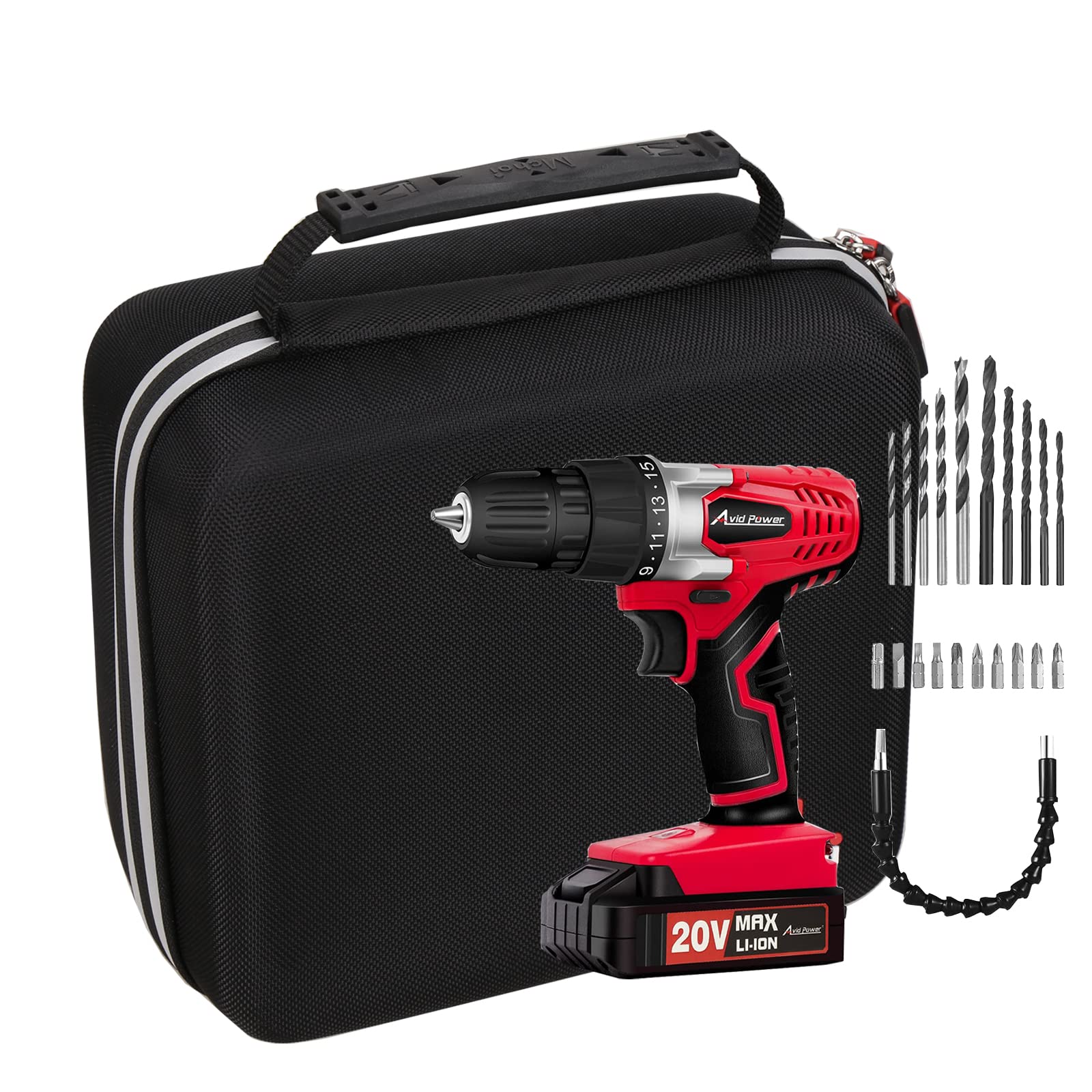 Mchoi Hard Portable Case Fits for A-viD 20V MAX Lithium Ion Cordless Drill Set, 3/8 inches Keyless Chuck, 16 Position and 22pcs Drill/Driver Bits, Case Only