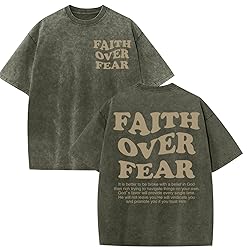 Kelxjia Christian Shirts for Men Faith Over Fear