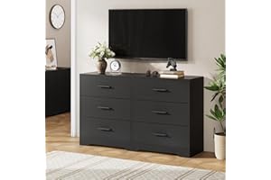 Chest of Drawers with 6 Drawers, Modern Drawer Dresser Durable Structure with Deep Drawers,Anti-Tipping Device for Home,Offic