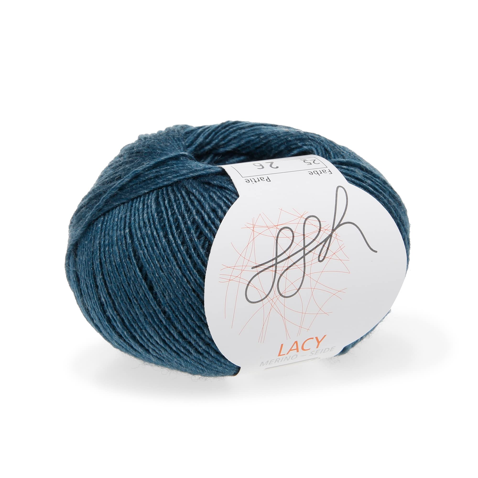 GGH Lacy | Merino wool with silk - Lace yarn - 25g ball - suitable for knitting and crochet | Colour 025 - Petrol