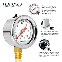 MEANLIN MEASURE 0~30Psi Pressure Gauge, Glycerin