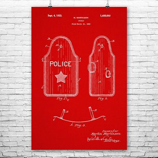 Amazon Com Patent Earth Riot Shield Poster Print Police Decor