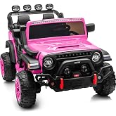 Hikiddo 24V Ride on Toy, 2 Seater Electric Ride on Car for Kid 3-8 w/Remote | EVA Tires, 20'' 2 Seater, Bluetooth, LED Lights, Capacity 110lbs