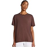 Reebok Womens Embroidery Hit All Short Sleeve Crewneck T-Shirt, Oversized Fit, Lightweight Stretch Cotton Fabric