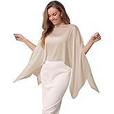 Eiaayer Casual Capelet Shawl and Wraps for Women, Soft Top Cape Cover-Up Blouse for Wedding Evening Dress
