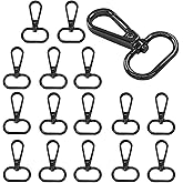 HARSKIYER 16 Pack Swivel Lobster Clasps, 1 Inch Black Lobster Claw Clasps for Keychains, Oval Ring Swivel Snap Hooks Metal Lobster Clips for Purse, Snap Tabs, Craft Making
