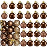 24 Count Small Coffee Christmas Ornaments Balls, Mini Ornaments for Mini Christmas Tree, Small Shatterproof Valentine Tree Decorative Hanging Bulbs Ball for Xmas Outdoor Party Decorations, 1.2 inch