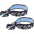 Ergodyne Chill Its Cooling Bandana, Lined with Evaporative PVA Material for Fast Cooling Relief, Tie for Adjustable Fit, Navy Western, 2-Pack