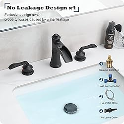 HEYMYTAP Brass Waterfall Bathroom Faucet, 4-16 Inch