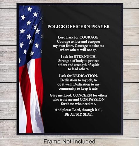 Amazon Com Patriotic Flag Police Officer Prayer Wall Art Decor