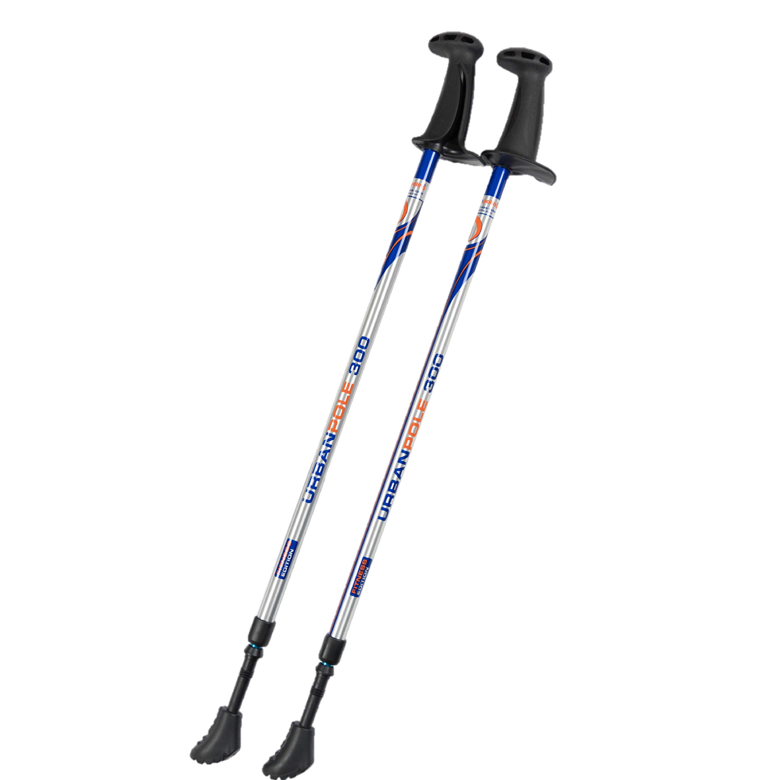 Urban Poling Urban Poles Series 300 – Fitness Edition, Blue & Silver, 1 Pair – for Users 4'2