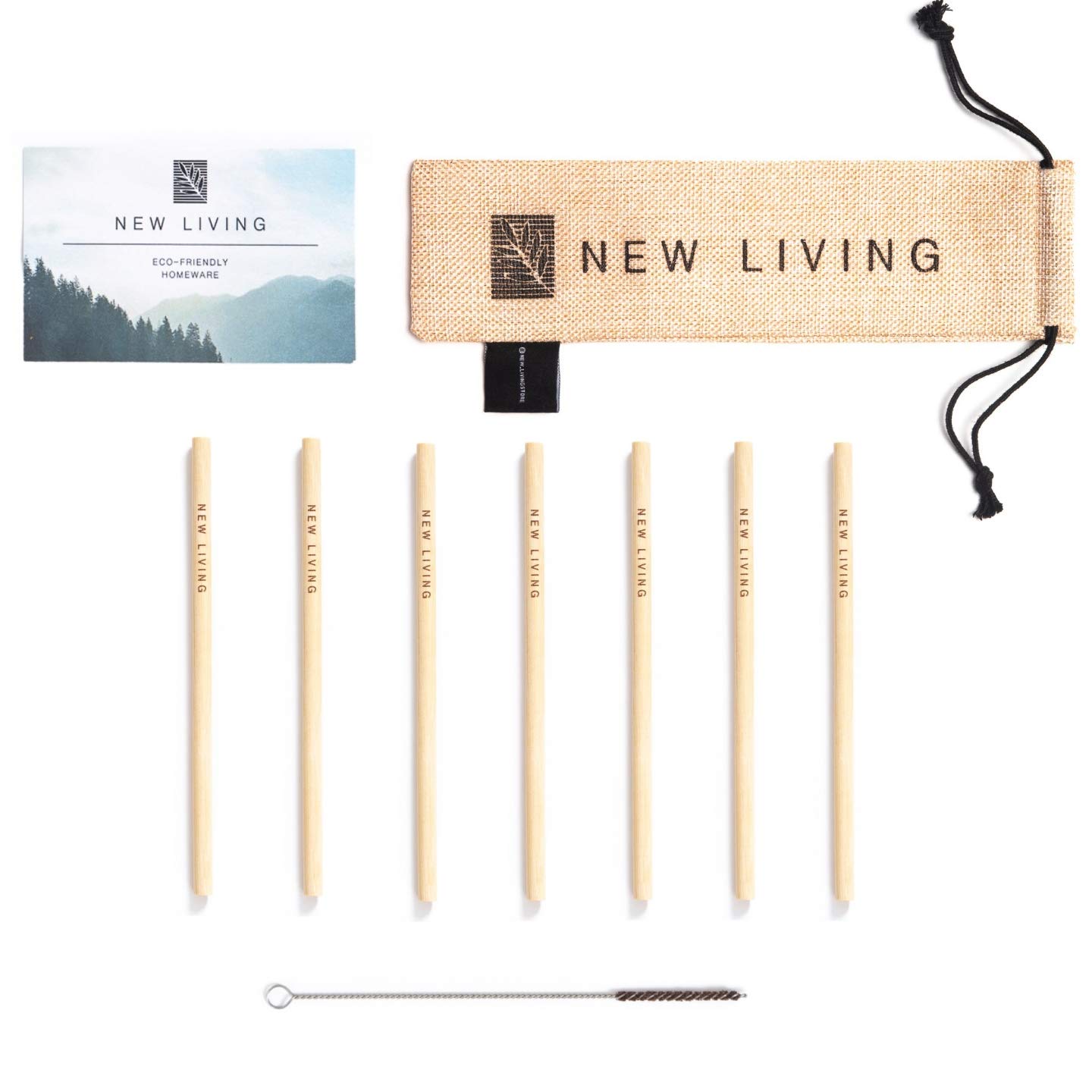 Bamboo Straws | 7 Reusable Bamboo Drinking Straws | Dishwasher Safe | Eco Friendly & Biodegradable | Non-Plastic Straws | Includes 1 Cleaning Brushes & Carry Case