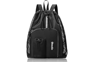 Hoedia Mesh Swim Bag Drawstring Backpack Beach Backpack for Swimming, Pool, Gym, and Workout Gear