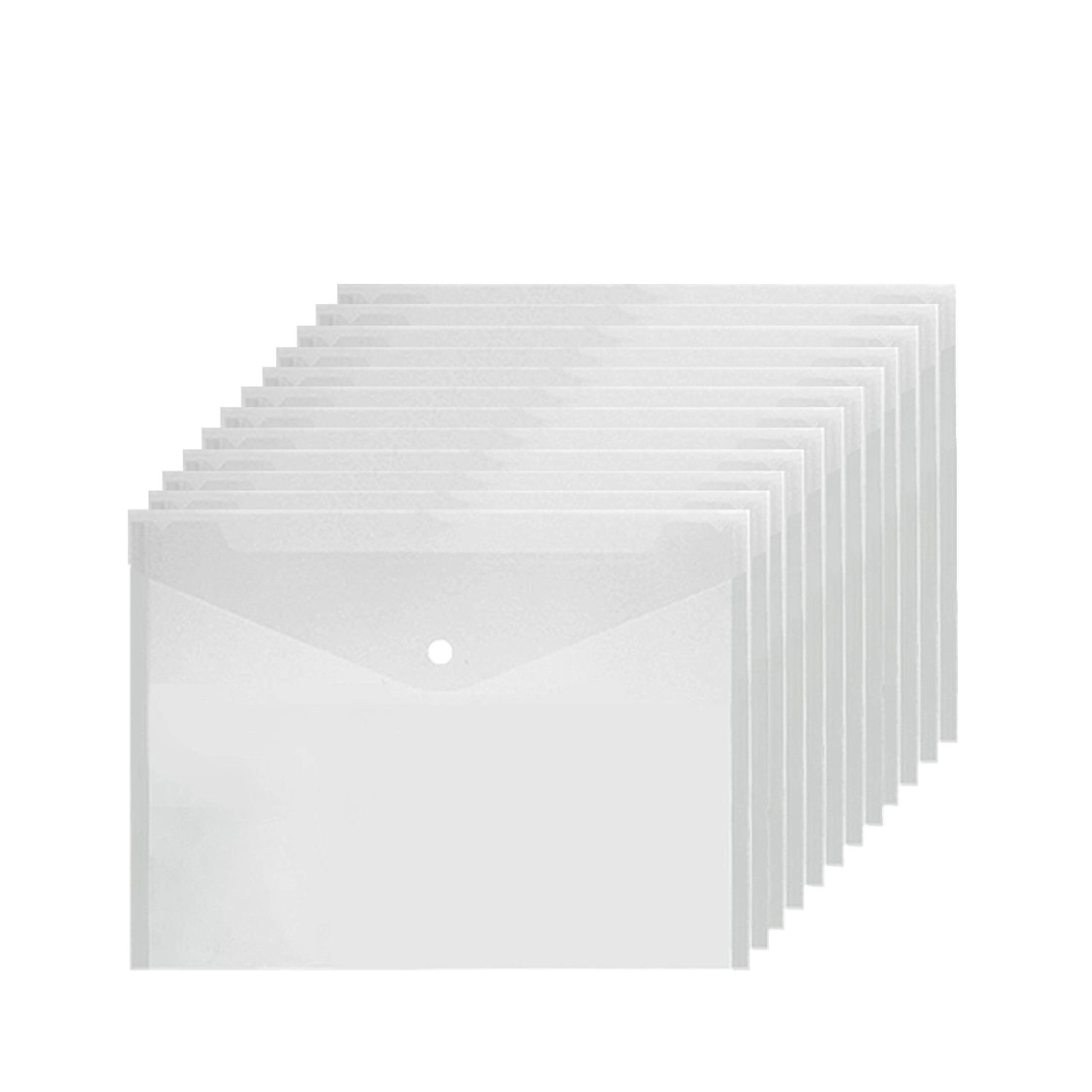 Plastic Wallets Folders A4 Clear Document Wallet Popper Pocket Wallets with Button File Organiser for Home School Office Document (20 Pcs)