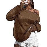 Remidoo Womens Off Shoulder Sweatshirt Drop Shoulder Oversized Long Sleeve Pullover Top