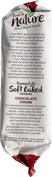 BACK TO NATURE CHOCOLATE CHUNK COOKIES – HOMESTYLE SOFT BAKED, NON-GMO, NO ARTIFICIAL FLAVORS, DELICIOUS & QUALITY SNACKS, 8 OUNCE(PACK OF 1)