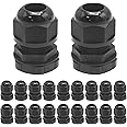 ZUDKSUY 20Pcs 1/2" NPT Cable Glands, Waterproof Strain Relief Cord Connector, Adjustable Strain Relief Cord Connector Grip wi