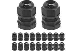 20Pcs 1/2" NPT Cable Glands, Waterproof Strain Relief Cord Connector, Adjustable Strain Relief Cord Connector Grip with Gaske